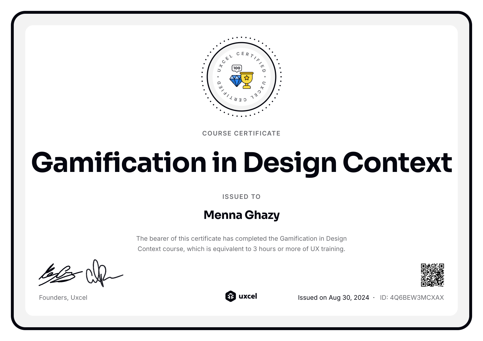 Menna Ghazy's certificate